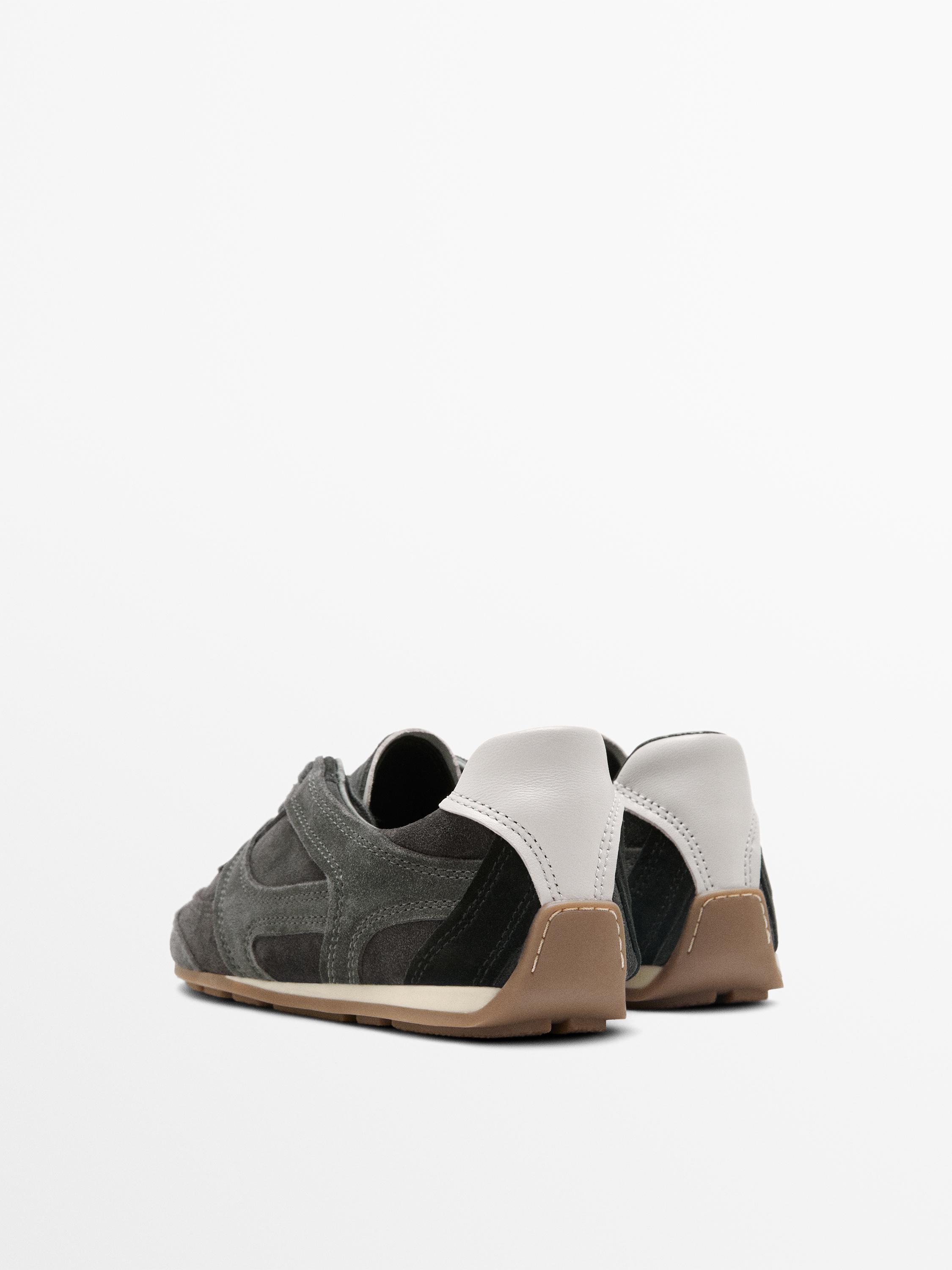 Tennis cuir contrastant